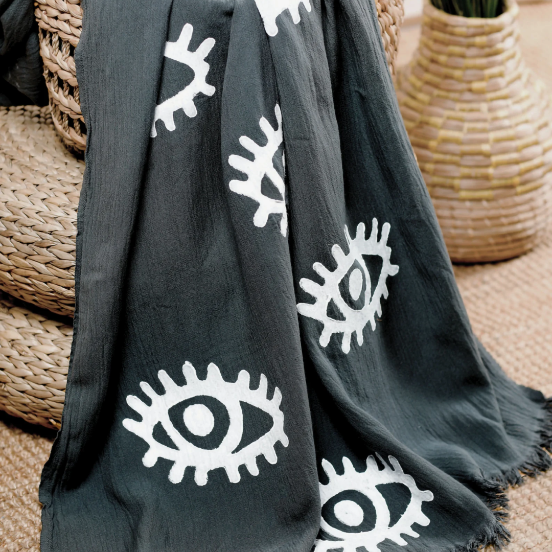 All Black Evil Eye Blanket