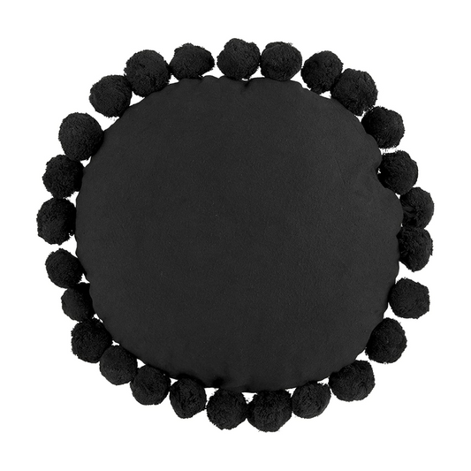 Black Round Pom Pillow