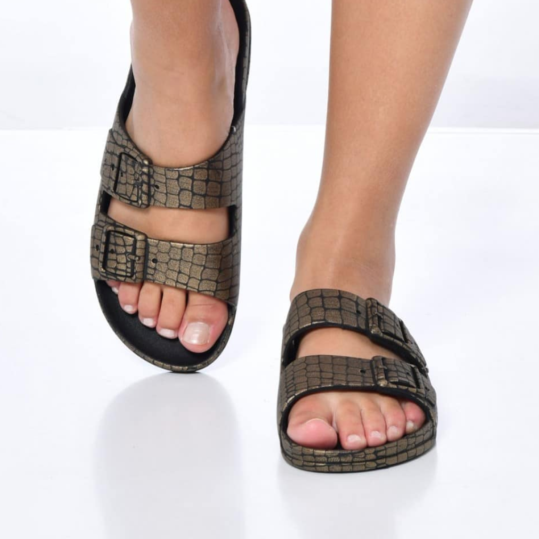 Cacatoes Croco Print Sandals