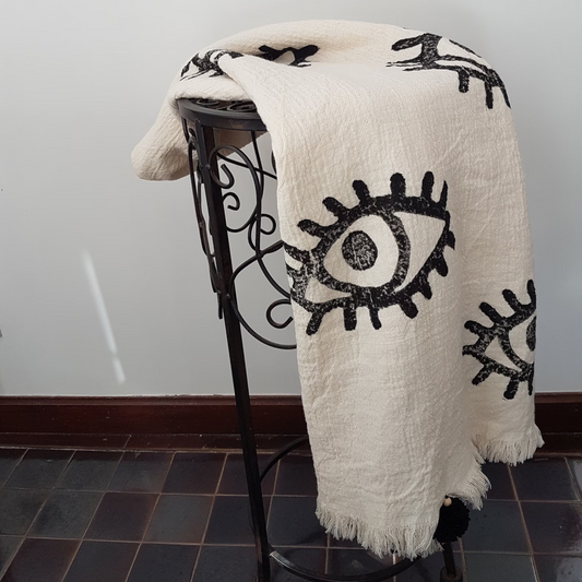 Black Evil Eye Throw Blanket