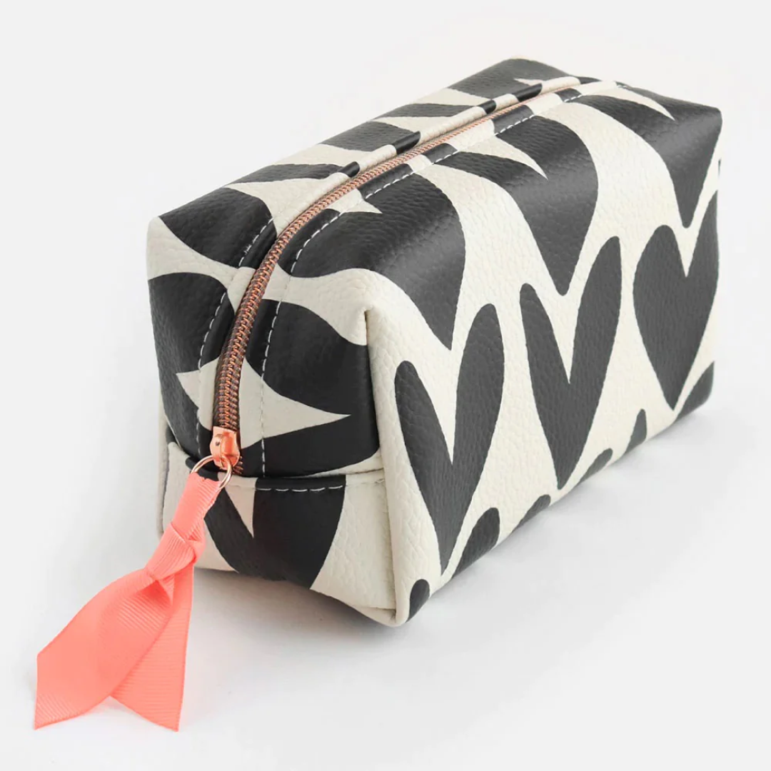 Charcoal Heart Cube Cosmetic Bag