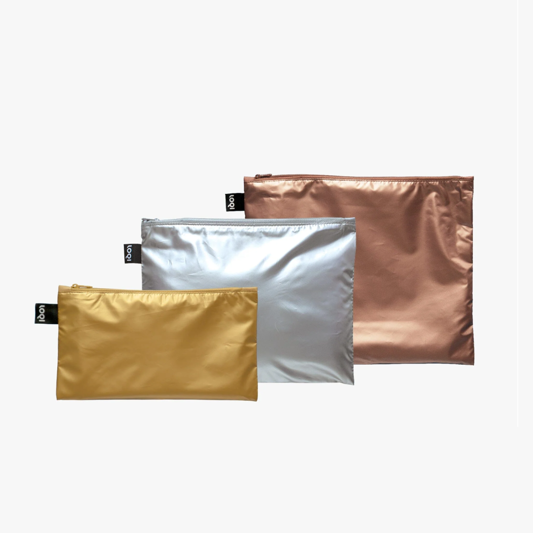 Gold, Silver, Rose Gold Zip Pockets