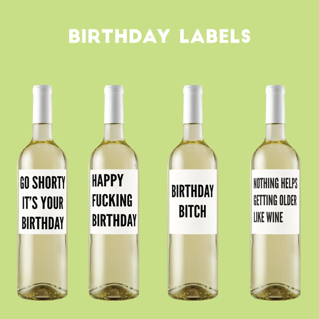 Funny Birthday Wine Labels