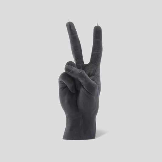 Peace Sign Hand Candle - Black