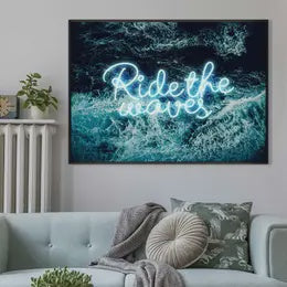 Ride The Waves Surf Neon Print