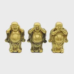 Gold Resin Standing Buddhas (Set of 3)