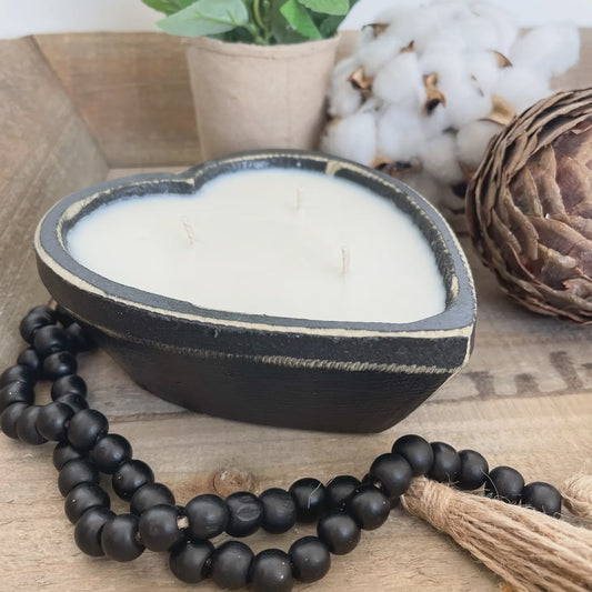 Black Heart Dough Bowl Candle