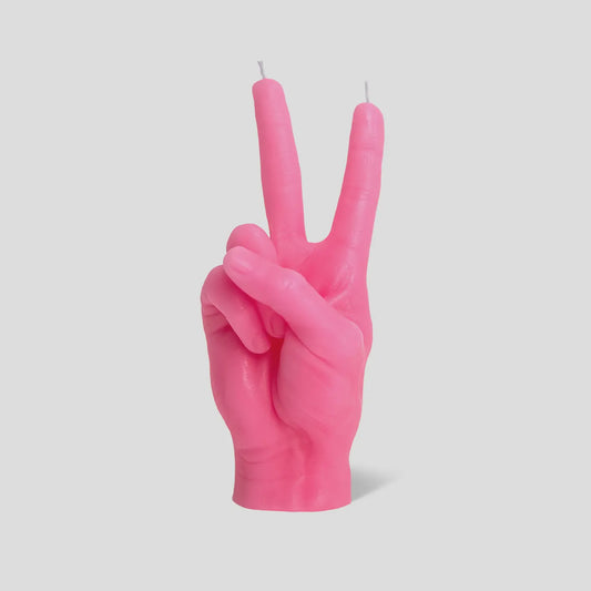 Peace Sign Hand Candle - Pink