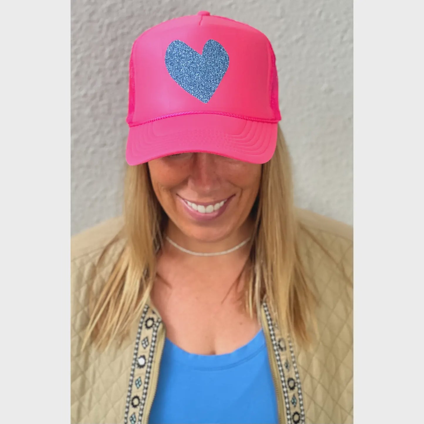 Heart Neon Pink Trucker Hat