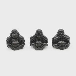 Black Resin Sitting Buddhas (Set of 3)