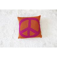Orange/Pink Peace Sign Pillow