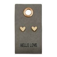 Leather Tag With Earrings - Heart