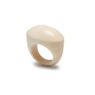Oval White Wood Wooden Ring - Medium