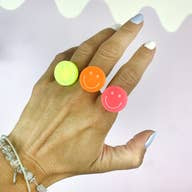 Neon Orange Smiley Face Ring