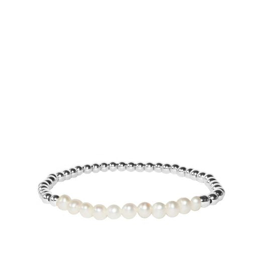 Pearl Silver Beaded Bracelet