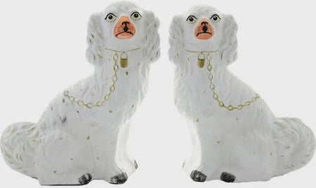 Staffordshire White Dog- Set of 2